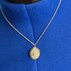 1928 Gold Pendant Necklace with Rose Detail
